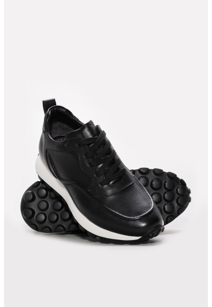 Ayakkabıhane İçi Dışı Hakiki Deri Siyah Erkek Spor Sneaker Ayakkabı AH0824513124247