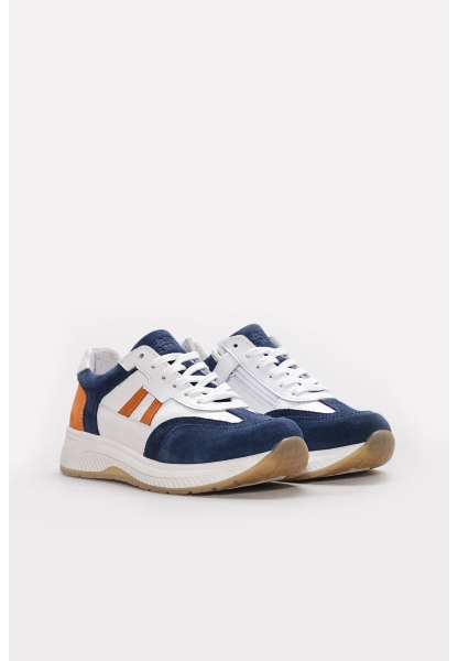 Ayakkabıhane İçi Dışı Hakiki Deri Lacivert Beyaz Unisex Çocuk Spor Ayakkabı AH08248241109