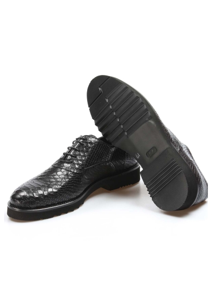 Ayakkabıhane İçi Dışı Kaliteli Hakiki Deri Yılan Baskılı Siyah Erkek Klasik Ayakkabı AH082521316441