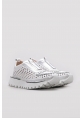 Ayakkabıhane İçi Dışı Hakiki Deri Beyaz Gümüs Tarz Kadın Spor Sneaker Ayakkabı AH08254261957