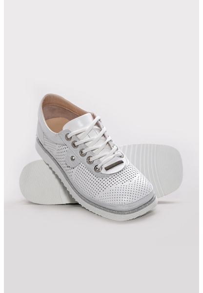 Ayakkabıhane Hakiki Deri Beyaz Simli Kadın Casual Ayakkabı AH07256ZA770