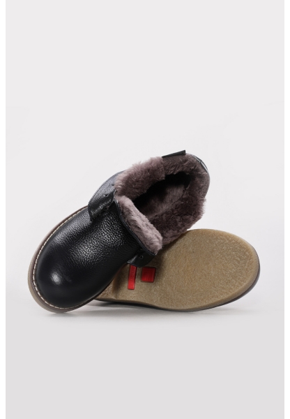 Ayakkabıhane İçi Kürklü Dışı Hakiki Floter Deri Siyah Kadın Bot AH08257112612129