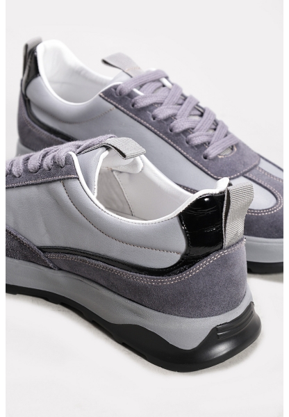 Ayakkabıhane İçi Dışı Hakiki Süet Deri Gri Erkek Spor Sneaker Ayakkabı AH082591311526