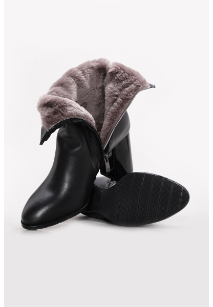 Ayakkabıhane Hakiki Deri Kürklü Siyah Kadın Klasik Bot AH07264KZA687