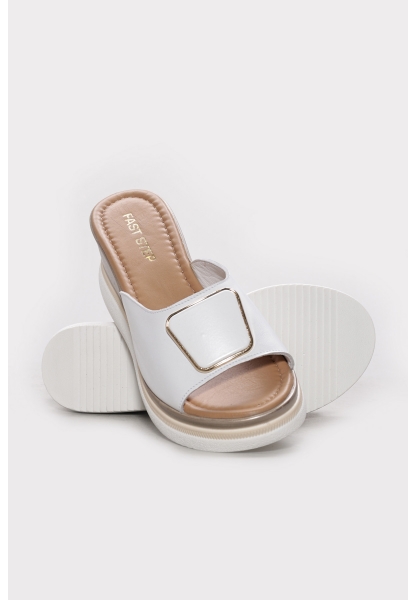 Ayakkabıhane Hakiki Deri Beyaz Kadın Dolgu Topuk Terlik 275ZA2026 AH07275ZA2026-15