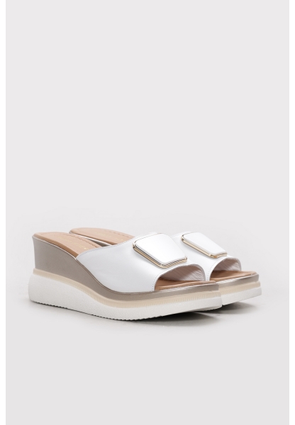 Ayakkabıhane Hakiki Deri Beyaz Kadın Dolgu Topuk Terlik 275ZA2026 AH07275ZA2026-15