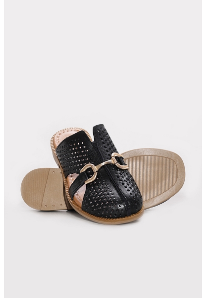 Ayakkabıhane Hakiki Deri Siyah Kadın Klasik Terlik AH07283ZA823