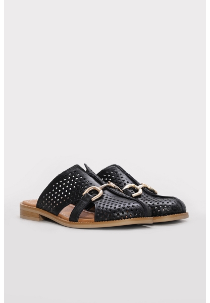 Ayakkabıhane Hakiki Deri Siyah Kadın Klasik Terlik AH07283ZA823