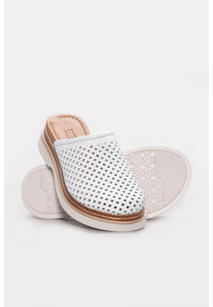 Ayakkabıhane Hakiki Deri Beyaz Kadın Klasik Terlik AH07283ZA890