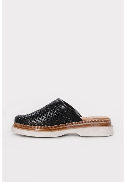 Ayakkabıhane Hakiki Deri Siyah Kadın Klasik Terlik AH07283ZA890