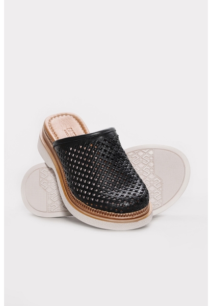 Ayakkabıhane Hakiki Deri Siyah Kadın Klasik Terlik AH07283ZA890