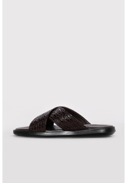 Ayakkabıhane Hakiki Deri Kahve Erkek Düz Terlik AH07295MA629