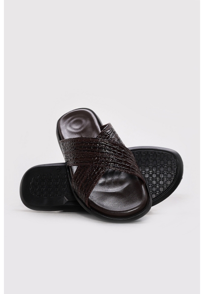 Ayakkabıhane Hakiki Deri Kahve Erkek Düz Terlik AH07295MA629