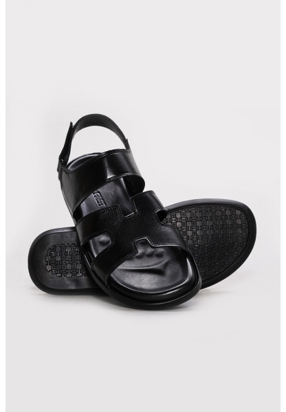 Ayakkabıhane İçi Dışı Hakiki Deri Siyah Tarz Erkek Sandalet AH082951311139