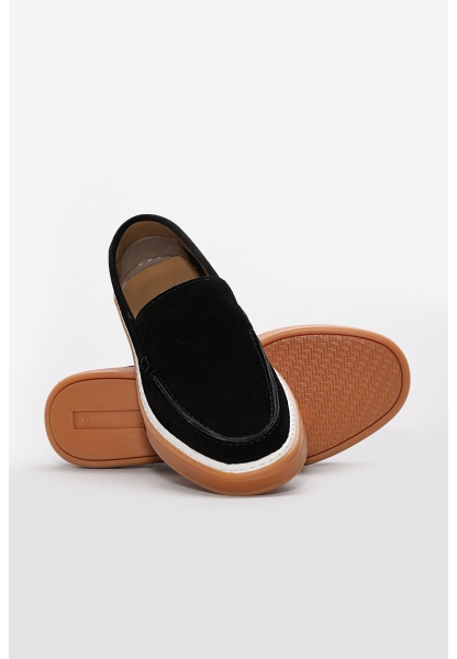 Ayakkabıhane Hakiki Deri Siyah Süet Erkek Klasik Sandalet AH07299GA115