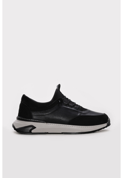 Ayakkabıhane İçi Dışı Hakiki Deri Siyah Erkek Spor Sneaker Ayakkabı AH083001321238