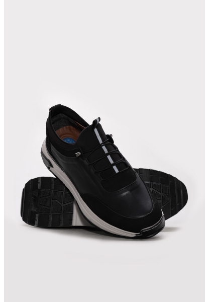 Ayakkabıhane İçi Dışı Hakiki Deri Siyah Erkek Spor Sneaker Ayakkabı AH083001321238