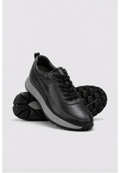 Ayakkabıhane İçi Dışı Hakiki Deri Siyah Erkek Spor Sneaker Ayakkabı AH083021315116