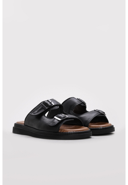 Ayakkabıhane İçi Dışı Hakiki Deri Siyah Erkek Terlik AH0830613120522