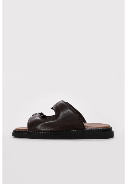 Ayakkabıhane İçi Dışı Hakiki Deri Kahve Erkek Terlik AH0830613120522