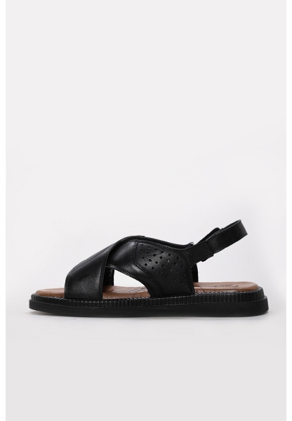 Ayakkabıhane İçi Dışı Hakiki Deri Siyah Tarz Erkek Sandalet AH0830613119783