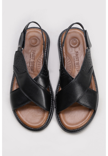 Ayakkabıhane İçi Dışı Hakiki Deri Siyah Tarz Erkek Sandalet AH0830613119783