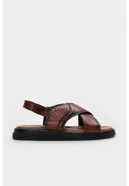 Ayakkabıhane İçi Dışı Hakiki Deri Taba Erkek Sandalet AH0830613119783