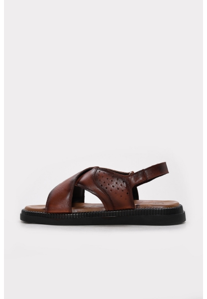 Ayakkabıhane İçi Dışı Hakiki Deri Taba Erkek Sandalet AH0830613119783