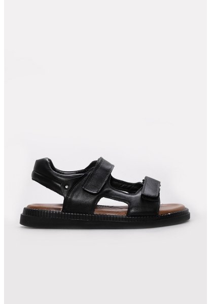 Ayakkabıhane İçi Dışı Hakiki Deri Siyah Erkek Klasik Sandalet AH08306131191085