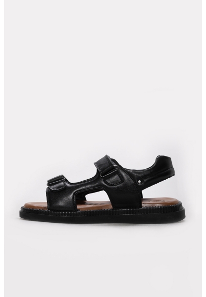 Ayakkabıhane İçi Dışı Hakiki Deri Siyah Erkek Klasik Sandalet AH08306131191085