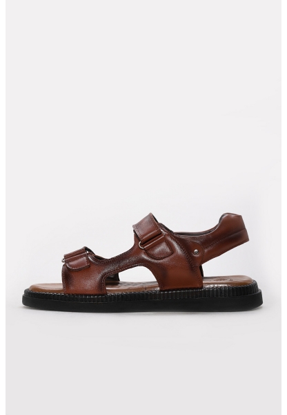 Ayakkabıhane İçi Dışı Hakiki Deri Taba Erkek Klasik Sandalet AH08306131191085