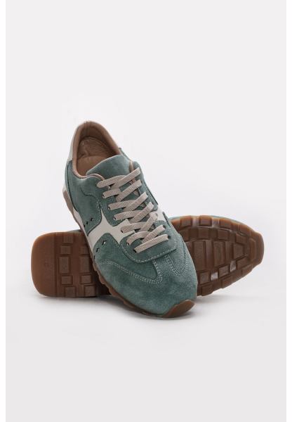 Ayakkabıhane İçi Dışı Hakiki Süet Deri Su Yeşili Kadın Casual Ayakkabı AH083072612730