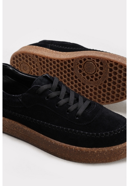 Ayakkabıhane İçi Dışı Hakiki Süet Deri Siyah Kadın Casual Ayakkabı AH08307261177