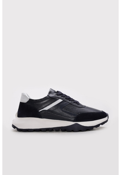 Ayakkabıhane İçi Dışı Hakiki Deri Lacivert EVA  Erkek Spor Sneaker Ayakkabı AH083111312117