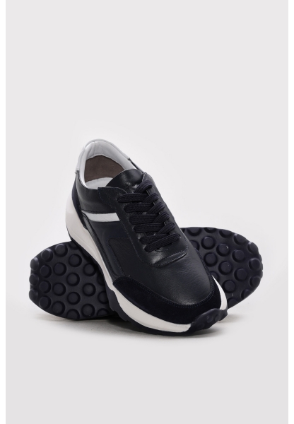 Ayakkabıhane İçi Dışı Hakiki Deri Lacivert EVA  Erkek Spor Sneaker Ayakkabı AH083111312117
