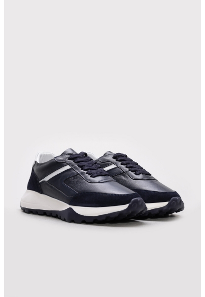 Ayakkabıhane İçi Dışı Hakiki Deri Lacivert EVA  Erkek Spor Sneaker Ayakkabı AH083111312117