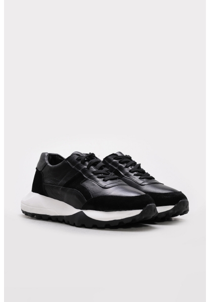 Ayakkabıhane İçi Dışı Hakiki Deri Siyah EVA  Erkek Spor Sneaker Ayakkabı AH083111312117