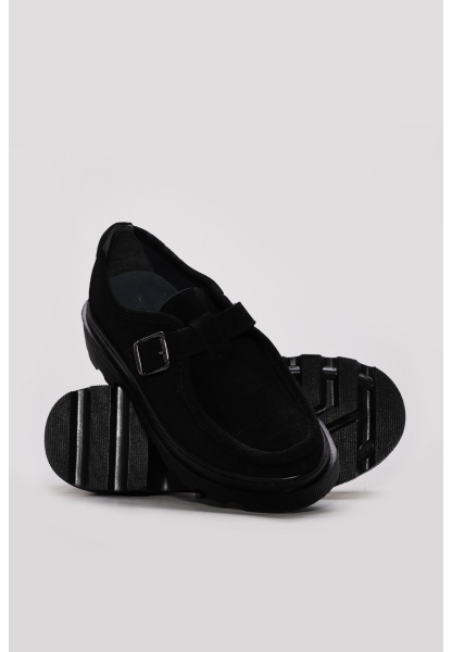 Ayakkabıhane Hakiki Deri Siyah Süet Kadın Casual Ayakkabı AH07313ZA1014