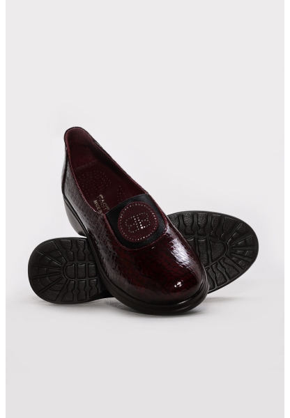 Ayakkabıhane İçi Dışı Hakiki Kroko Deri Bordo Kadın Casual Ayakkabı AH083172618252631