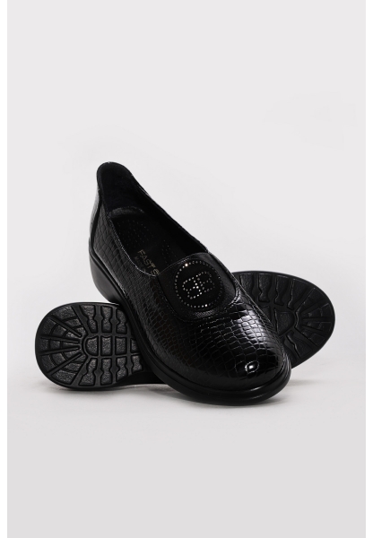 Ayakkabıhane İçi Dışı Hakiki Kroko Deri Siyah Kadın Casual Ayakkabı AH083172618252631
