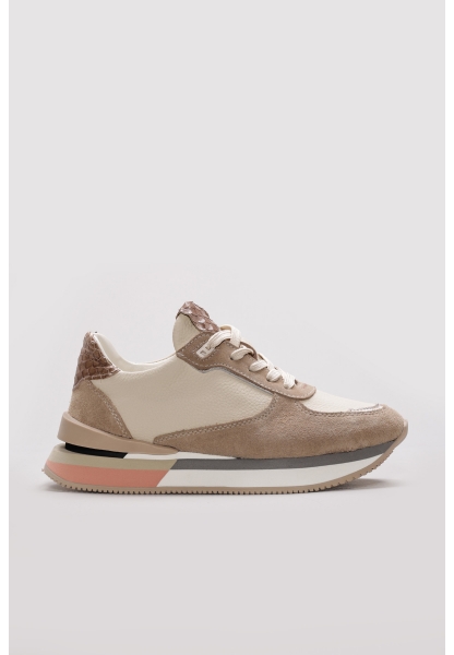 Ayakkabıhane İçi Dışı Hakiki Deri Bej Kadın Spor Sneaker Ayakkabı AH083352619306