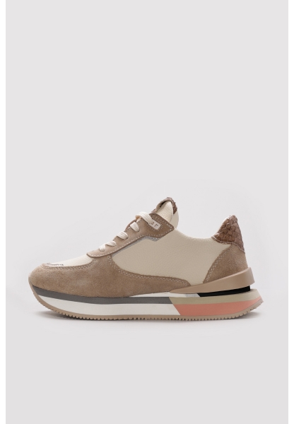 Ayakkabıhane İçi Dışı Hakiki Deri Bej Kadın Spor Sneaker Ayakkabı AH083352619306
