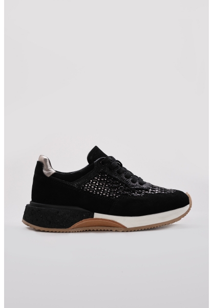 Ayakkabıhane İçi Dışı Hakiki Deri Siyah Kadın Spor Sneaker Ayakkabı AH083352619558