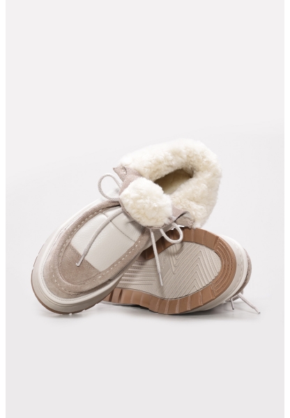 Ayakkabıhane Kaliteli Hakiki Süet Deri Bej Kadın Spor Bot AH08409192613257