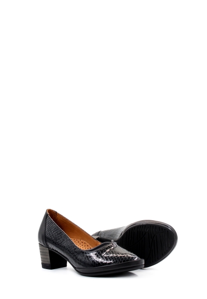 Ayakkabıhane İçi Dışı Hakiki Deri Siyah Kroko Kadın Topuklu Ayakkabı AH08411261382
