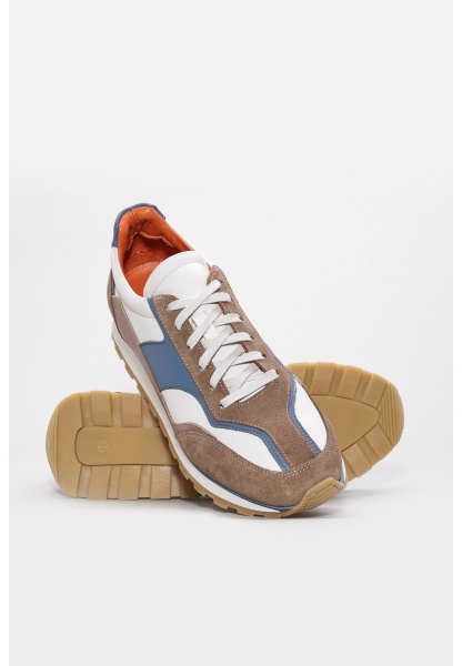 Ayakkabıhane İçi Dışı Hakiki Deri Kahve Beyaz  EVA Erkek  Sneaker Ayakkabı AH08530131255738