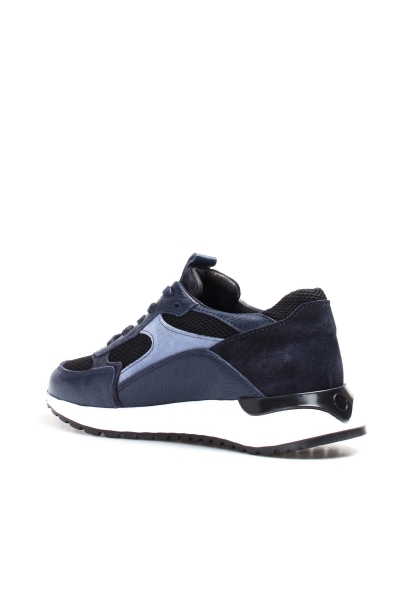 Ayakkabıhane İçi Dışı Hakiki Deri Lacivert Mavi Erkek Sneaker Spor Ayakkabı AH07582131523
