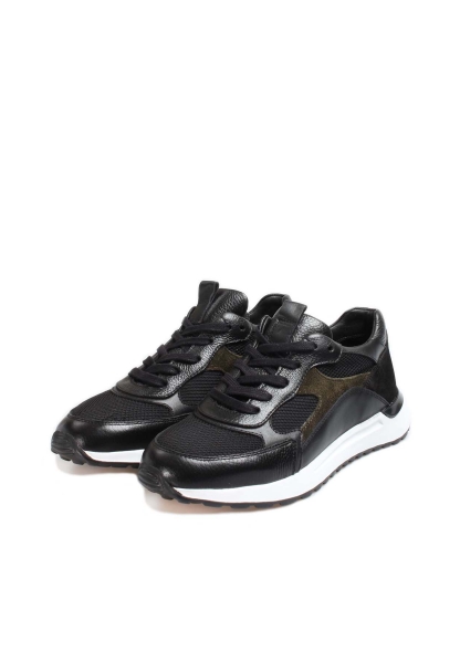 Ayakkabıhane İçi Dışı Hakiki Deri Siyah Yeşil Erkek Spor Sneaker Ayakkabı AH07582131523