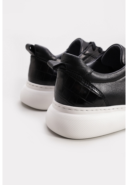 Ayakkabıhane Hakiki Deri Siyah Kroko Erkek Casual Ayakkabı AH07600MA3004