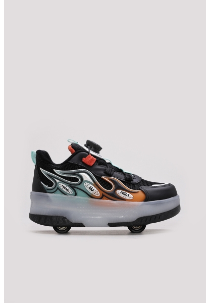 Ayakkabıhane Siyah Oranj Erkek Çocuk Spor Sneaker Ayakkabı AH1E6152451135